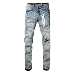 Lila Jeans Hellblau Zerrissen