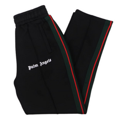 Palm Angles Staight Leg Velour Jogger Black Green Red