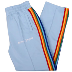 Palm Angles Staight Leg Velour Jogger Baby Blue Rainbow