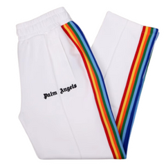 Palm Angles Staight Leg Velour Jogger White Rainbow