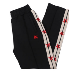 Palm Angles Staight Leg Velour Jogger Black Red Stars