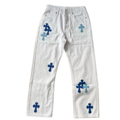 Chrome Hearts Straight Leg Denim White Blue