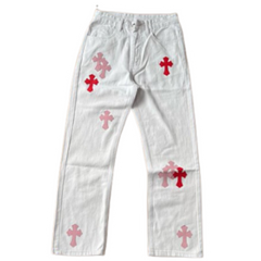 Chrome Hearts Straight Leg Denim White Red