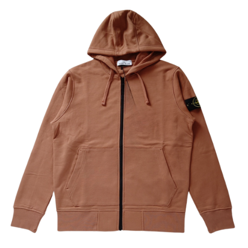 Stone Island Zip Hoodie Rust Red