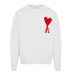 Ami Paris Knit Sweater White Red