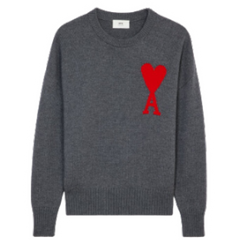 Ami Paris Knit Sweater Grey Red