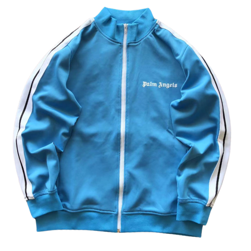 Palm Angles Zip Hoodie Baby Blue White