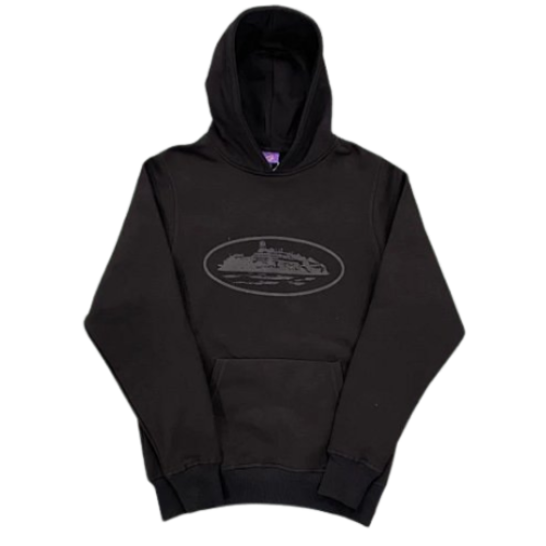 Corteiz Hoodie Basic Print Black on Black