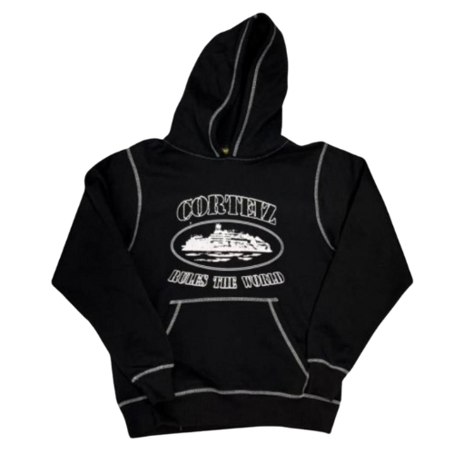 Corteiz Demon Island Hoodie Black White