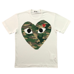 Comme des Garcons (CDG) Big Heart Print White Camouflage