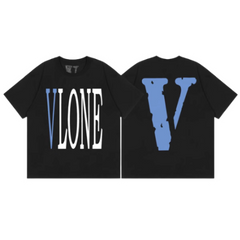 Vlone T Shirt Big V Black Blue