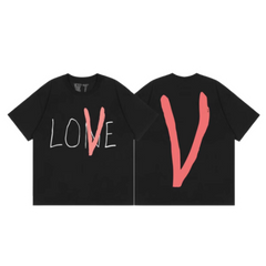 Vlone T Shirt Big V Love Black Red