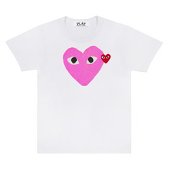 Comme des Garcons (CDG) T Shirt White Big Heart White Pink