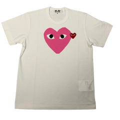 Comme des Garcons (CDG) T Shirt White Big Heart White Rose