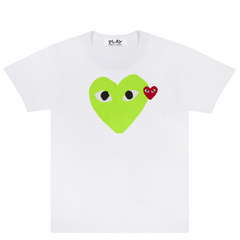 Comme des Garcons (CDG) T Shirt White Big Heart White Neon Green