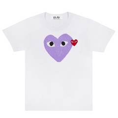 Comme des Garcons (CDG) T Shirt White Big Heart White Purple