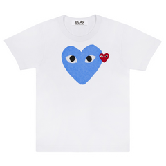 Comme des Garcons (CDG) T Shirt White Big Heart White Blue