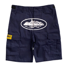 Corteiz Guerrilla Work Shorts Navy Blue White