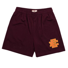 Eric Emmanuel Sports Shorts Burgundy Yellow Label