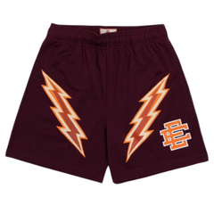 Eric Emmanuel Basketball Shorts Burgundy Orange Label