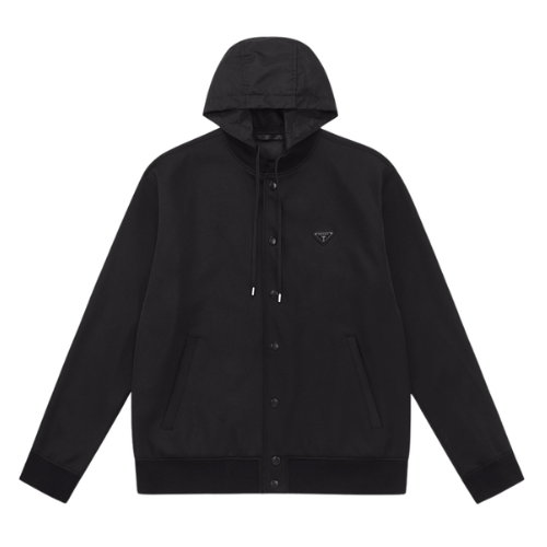 Prada Hooded Collage Jacket Black