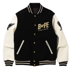 Bape Varsity Jacket Black Quilted