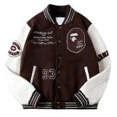 Bape Varsity Jacket Coffee Color Without Quilting