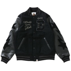 Bape Varsity Jacket Black Without Quilting