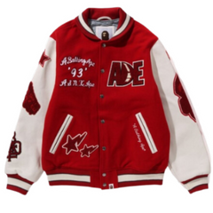 Bape Varsity Jacket Red White