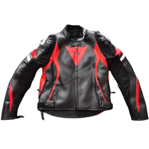 Suzuki Leather Jacket Motorcycle Cycling Black Red
