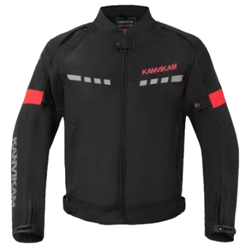 Kanvikam Motorcycle Jacket Black Red