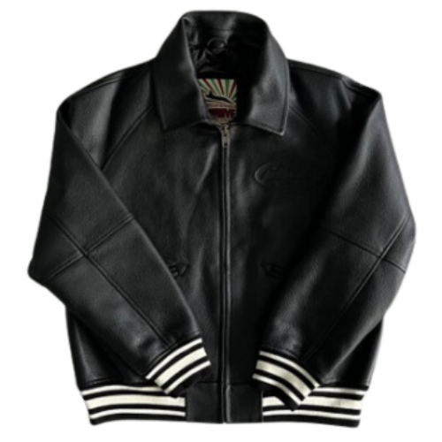 Corteiz Evil Leather Jacket Black