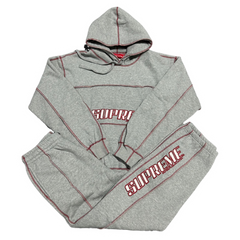 Supreme Drill Coverstitch Tracksuit Grey Red