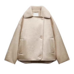 Zara Lump Leather Jacket Beige