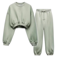 Zara Sweat Set Tracksuit Khaki Green