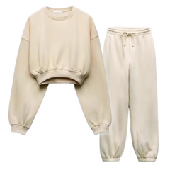 Zara Sweat Set Tracksuit Beige