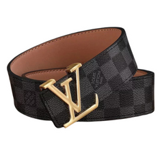 Louis Vuitton Belt Black Grey Gold