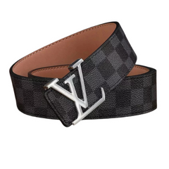 Louis Vuitton Belt Black Grey Silver