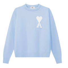 Ami Paris Knit Sweater Baby Blue White