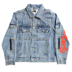 Sp5der Jeans Jacket Blue